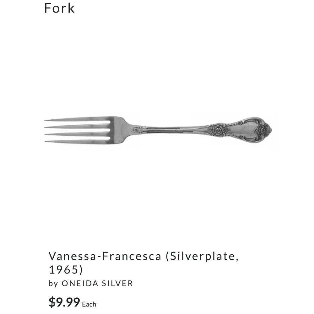 Oneida VANESSA FRANCESCA 4 Dinner Forks Wm A Rogers Silverplate Flatware 7‎ 1/4
